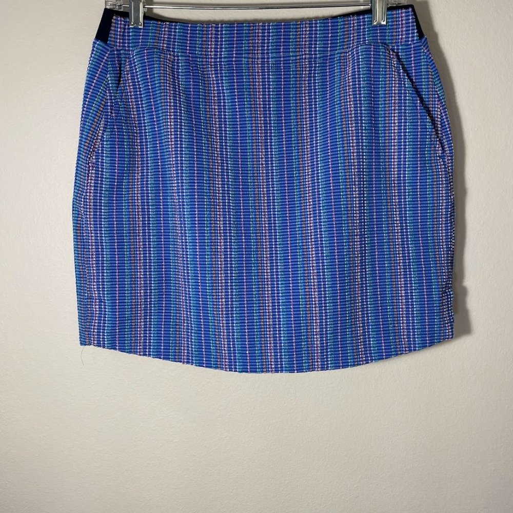 POLO Golf Ralph Lauren Skort Skirt Medium Blue Green Pink Stripe Pockets NEW